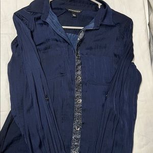 Navy blue button down (silk)